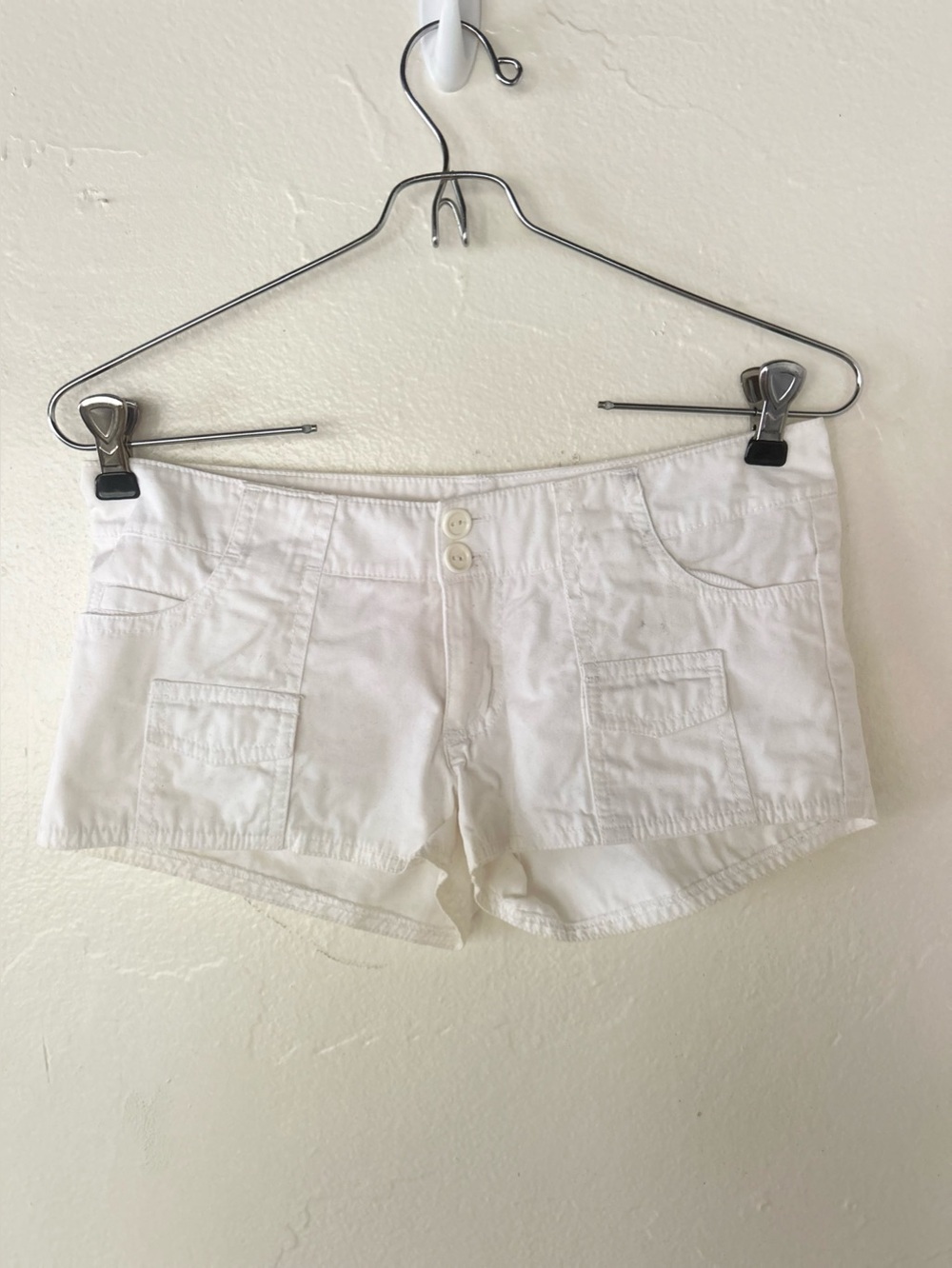 Vintage Y2K Low Rise Shorty Shorts White Cotton